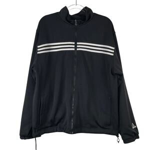 Adidas Men's Black Reversible Full Zip Track Jacket White Stripes Size L Flawed